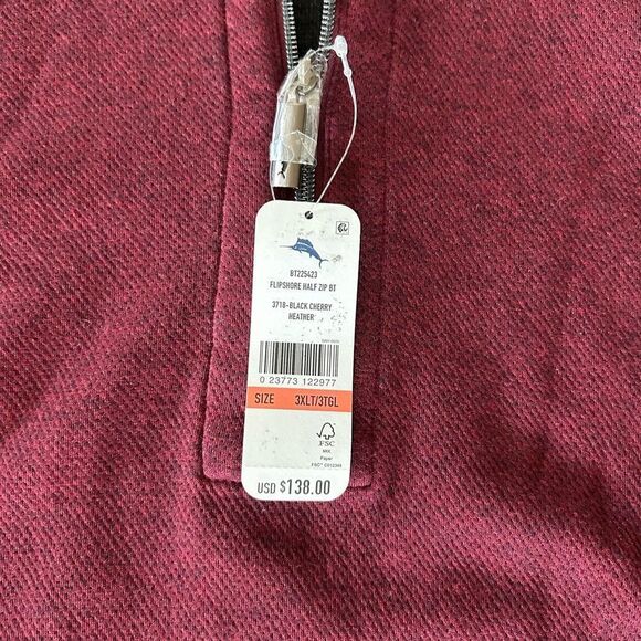 Tommy Bahama Flipshore Half-Zip Reversible Sweatshirt, Black Cherry Size 3XL NWT - Picture 7 of 12